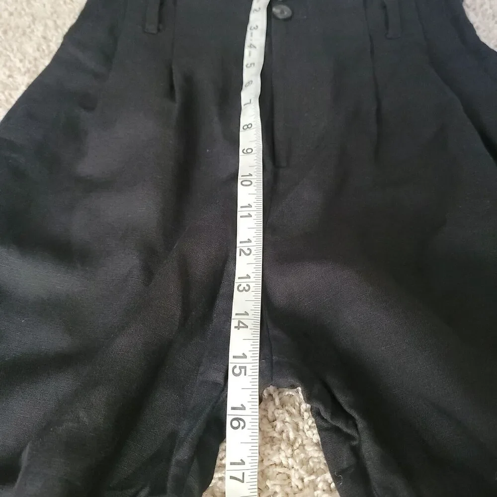 Hm Paperbag Pants Size‎ 4 Black Linen Viscose Blend Tapered